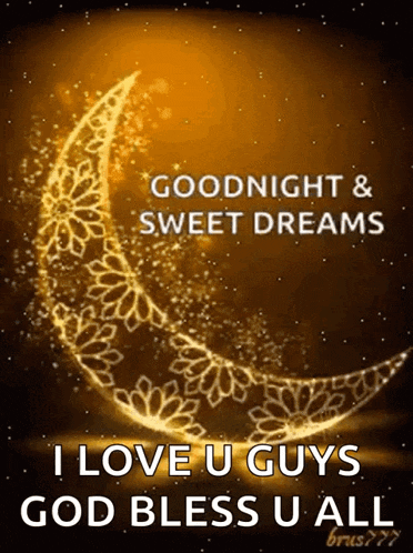 a goodnight and sweet dreams message with a glowing crescent moon in the background