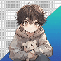 a boy in a hoodie is holding a teddy bear