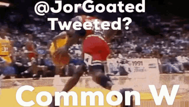 a basketball game is being played with the words " @jorgoated tweeted " on the bottom