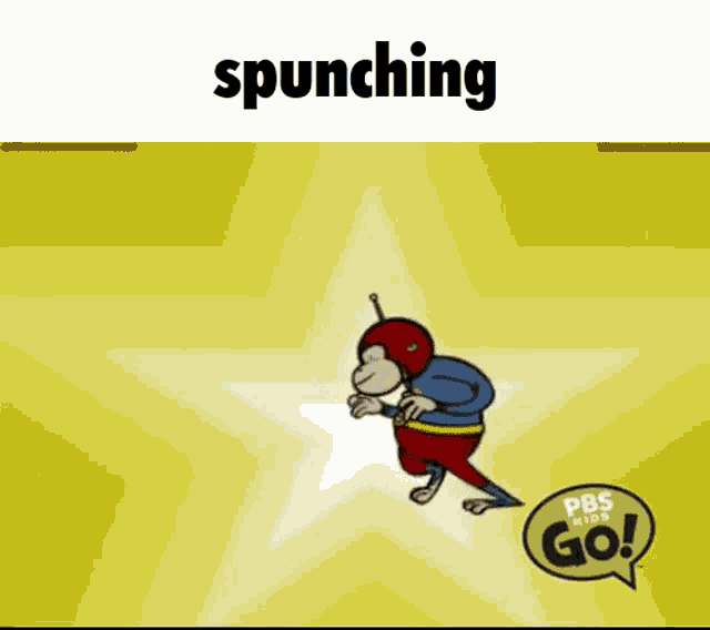 a cartoon of a monkey is punching a star from pbs kids