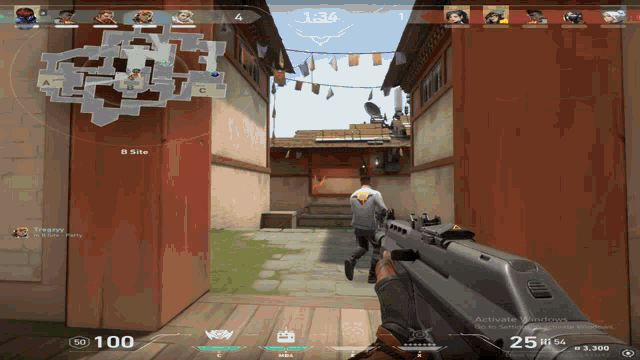 a screenshot of a video game shows a man holding a gun and the time is 1:34