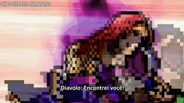 a pixel art drawing of a woman with the words diavolo encontrei você