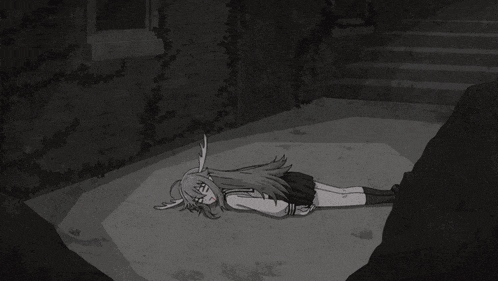 a cartoon of a girl laying on the ground with the words you deer behind her