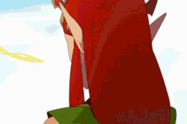 a cartoon drawing of a woman with red hair