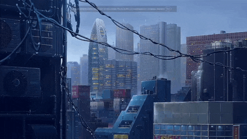 a cityscape with a sign that says pacific