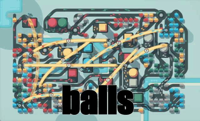 a map of a city with the word balls in the middle