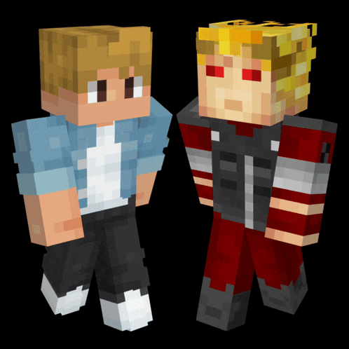 two minecraft characters standing next to each other