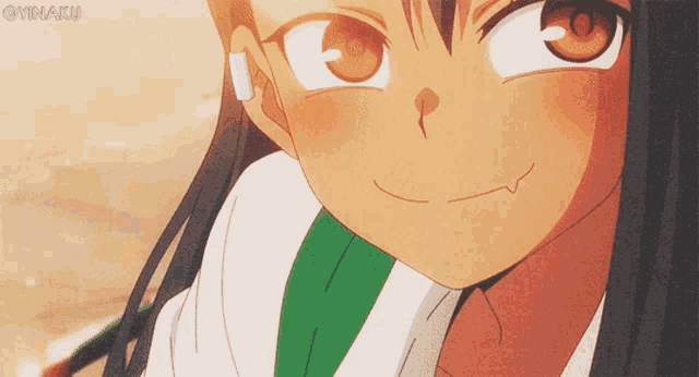 a close up of a girl 's face with a watermark that says ' minaku ' on it