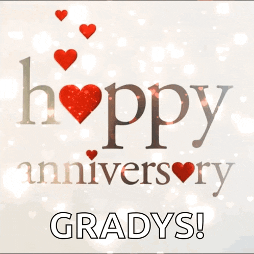 a happy anniversary card for gradys with hearts