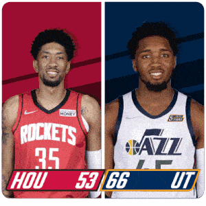 Houston Rockets (53) Vs. Utah Jazz (66) Half-time Break GIF - Nba Basketball Nba 2021 GIFs