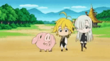 a boy and a girl are standing next to a pig on a dirt road .