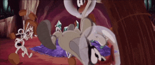 a cartoon scene with a skeleton and a purple carpet