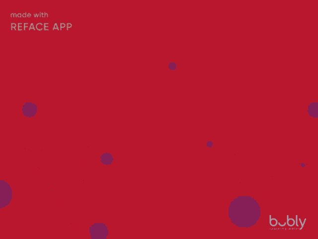 a woman is shrugging her shoulders in front of a red background with the words made with reface app