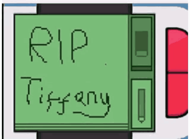 rip tiffany is written on the screen of a watch