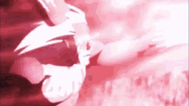 a person is flying through the air with a red background and a glowing light coming out of their mouth .