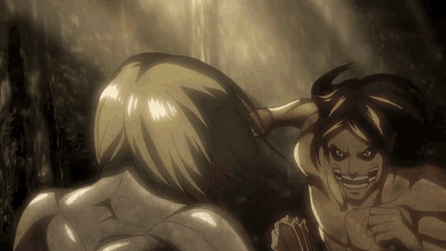 a man and a woman are fighting each other in a cartoon