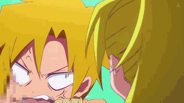 a cartoon of a man with yellow hair making a face