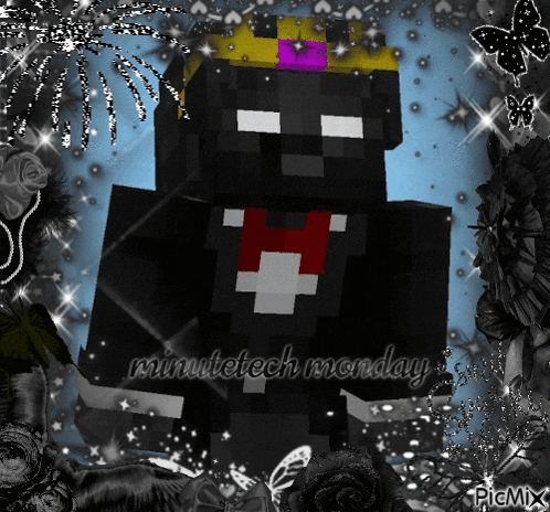 a picture of a minecraft character with the words minutetech monday written on it