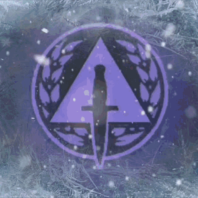 a circle with a triangle and a sword in the center