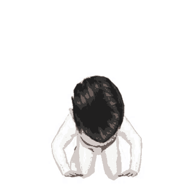 a man with a beard and mustache is kneeling down on his knees