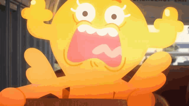 a cartoon character with a big mouth is giving a thumbs up