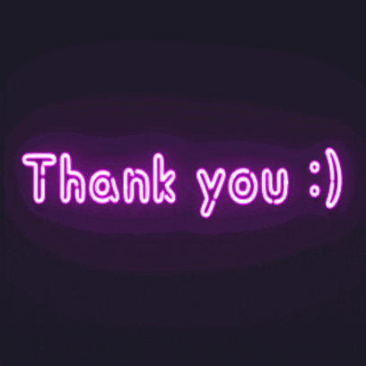 a neon sign that says thank you on a black background