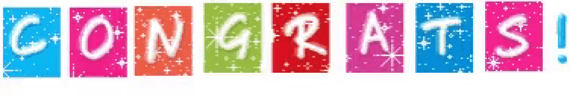 the word congrats is written in a variety of different colors