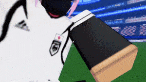 a person in a soccer uniform is holding a soccer ball in front of a stadium that says pure latch