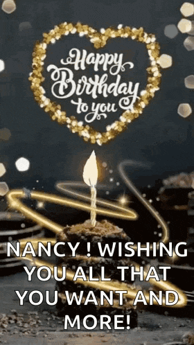 a happy birthday greeting card with a cake and a candle .