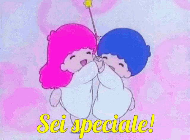 a cartoon of a boy and a girl with the words sei speciale written on the bottom
