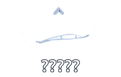 a drawing of a person 's mouth with the words " ?? " below it