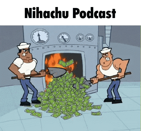 a cartoon of two men shoveling money into a fireplace .