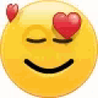 a smiley face with closed eyes and a heart in his eyes .