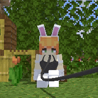 a girl in a bunny costume is standing in a minecraft world