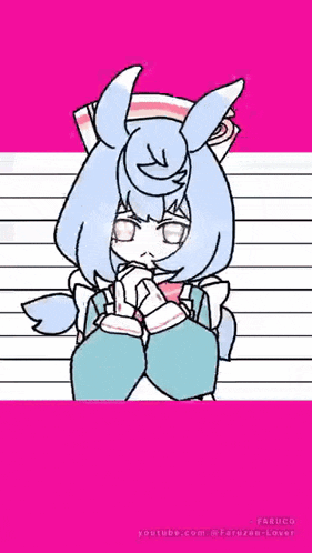 a drawing of a girl with bunny ears and a smiley face
