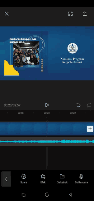 a screenshot of a video editing app with a picture of a group of people on it