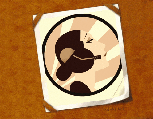 a picture of a woman with a cigarette in her mouth is displayed on a brown background