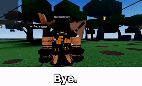 a screenshot of a video game with the words bye
