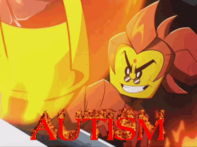 a cartoon character with the word autism written on it