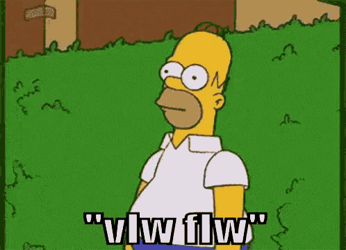 a cartoon of homer simpson standing in a grassy field with the words " vwfw " written below him