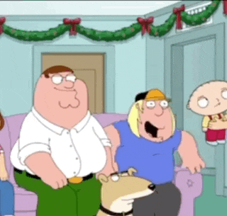 a family guy cartoon shows peter griffin sitting on a couch