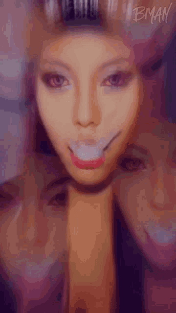 a woman smoking a cigarette with the words let 's get high written below her
