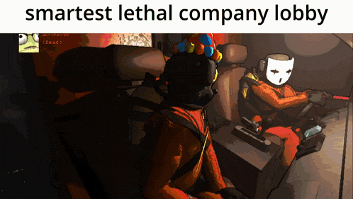 a cartoon of two people in a car with the words smartest lethal company lobby