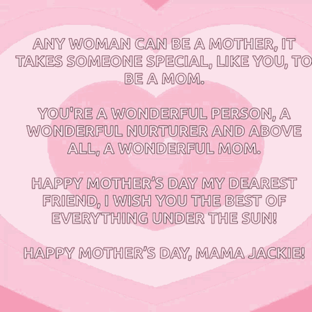 a mother 's day card with a pink heart on it
