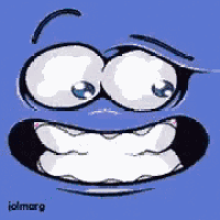 a cartoon face with big eyes and a big smile on it