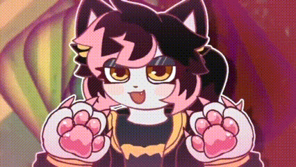 a cartoon of a cat with pink paws and a batman shirt .