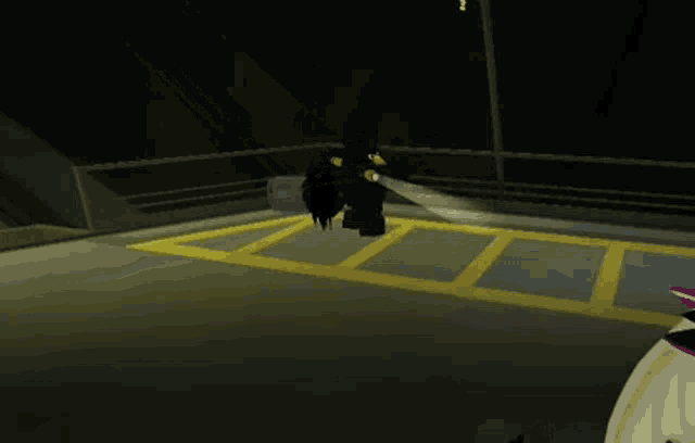 a computer generated image of a parking lot with yellow lines