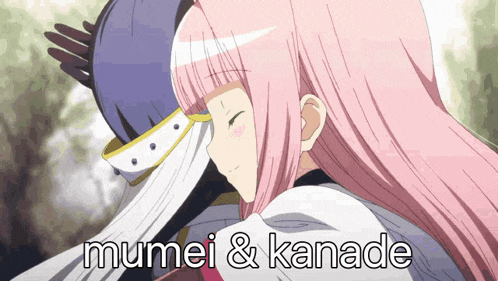 mumei and kanade are two anime characters hugging