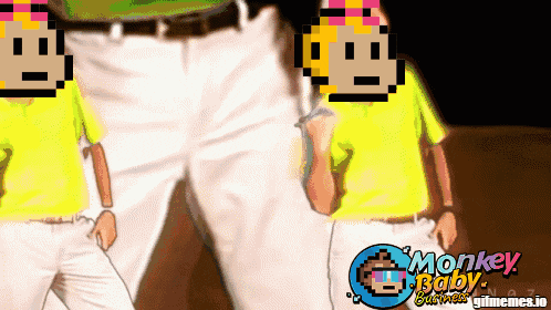a monkey baby business gif meme shows a man and a child