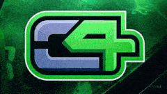 a green and purple logo with the letter c on the bottom